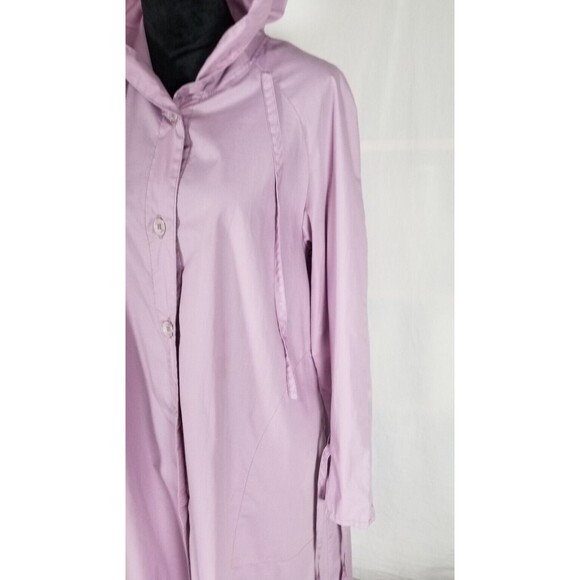 Vintage ICI by Bonders Purple Trench Coat Button Up w/ Hood Lightweight Jacket - Picture 4 of 10